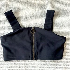 Alo zip up black sports bra